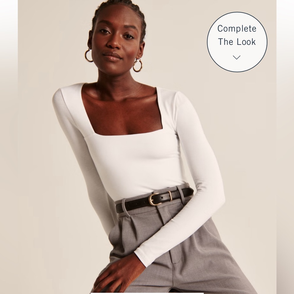 Abercrombie & Fitch - Long-Sleeve Cotton Seamless Fabric Squareneck Bodysuit